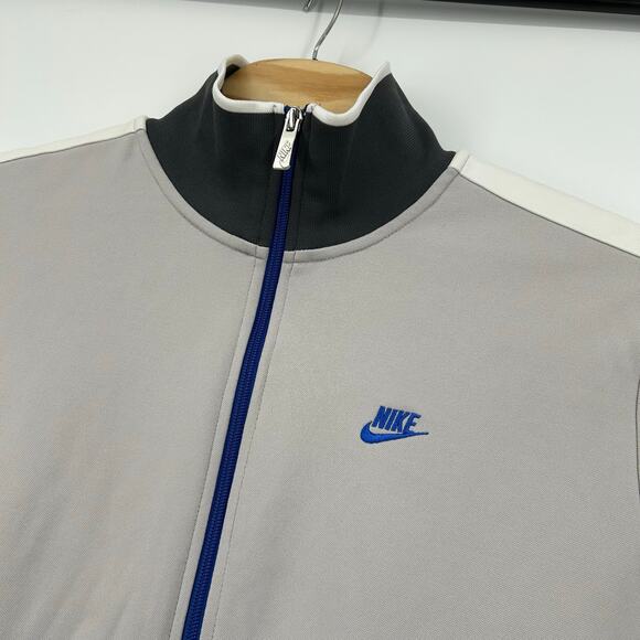 VTG y2k Men's Grey Nike Sportswear White Piping Full Zip Track Jacket Size Large - Picture 2 of 8